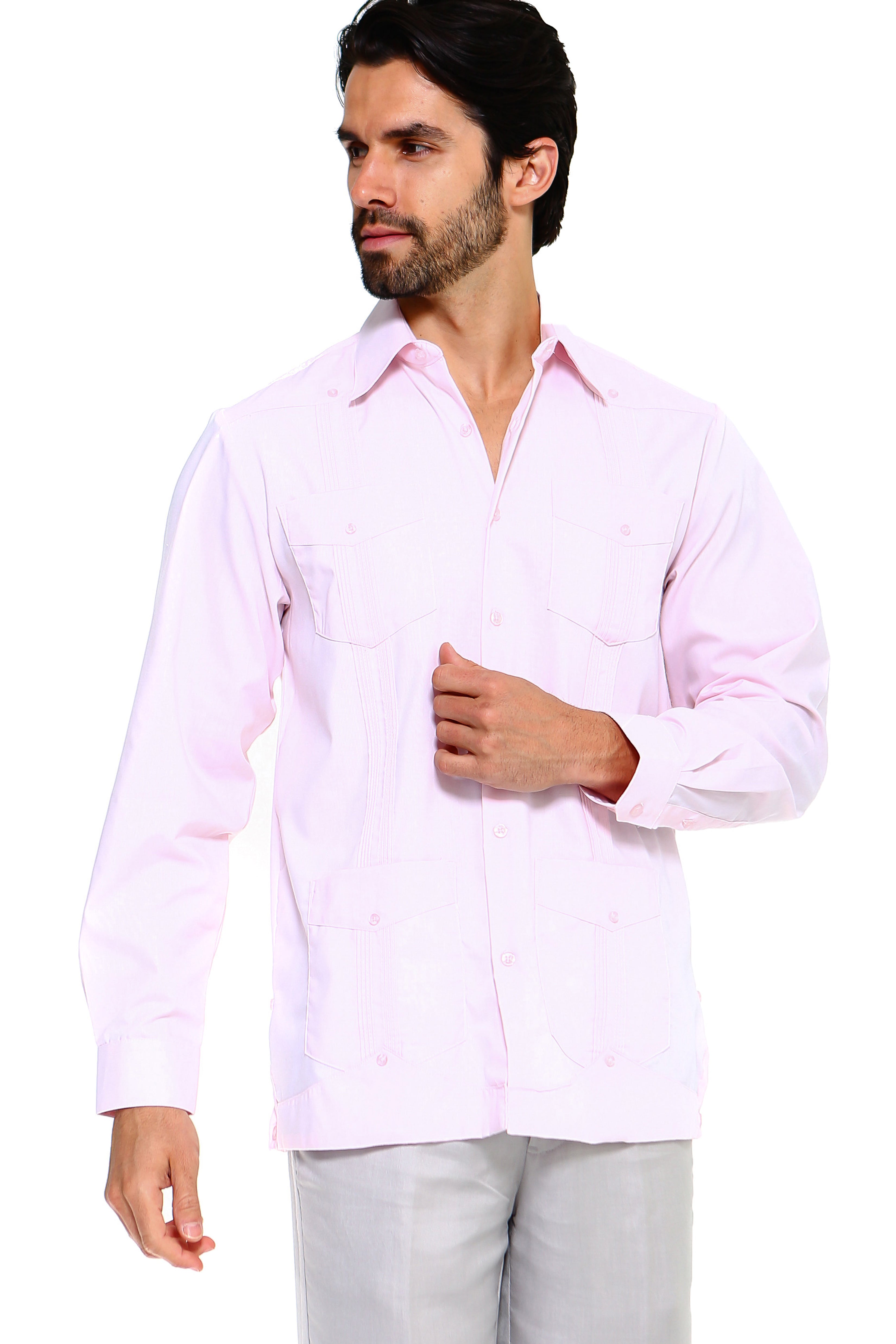 Mojito Collection Men's Big Size Guayabera Shirt Premium 100% Linen Long Sleeve 3X-8X - Mojito Collection - 3X, 4X, 5X, 6X, 7X, 8X, Big Size, Big Size Guayabera, Big Size Shirt, Linen Guayabe