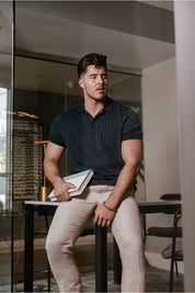 Mojito Mens Premium Stylish Polo Shirt with Modern Textured Cable Knit Pattern