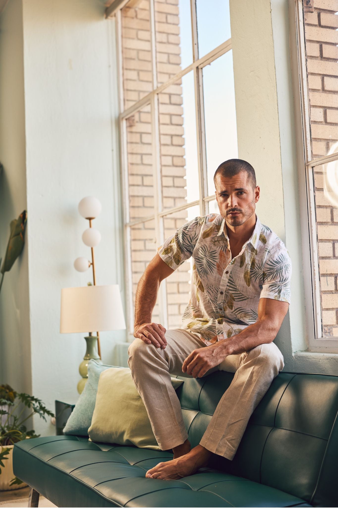 Mojito Men's Resort Style Casual Linen Blend Print Shirt