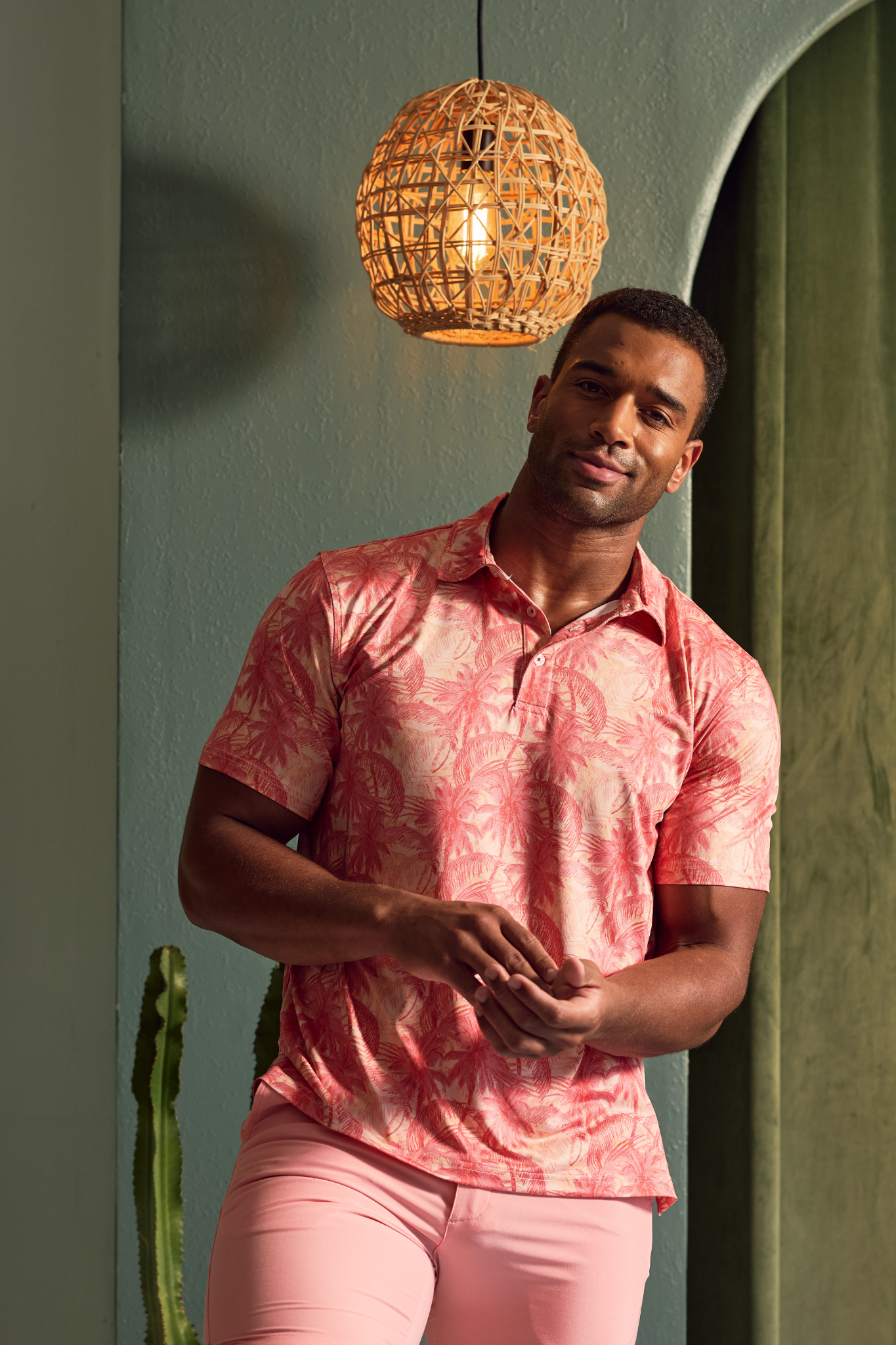 Mojito Casual Dry-Fit Polo Shirt Coral Print