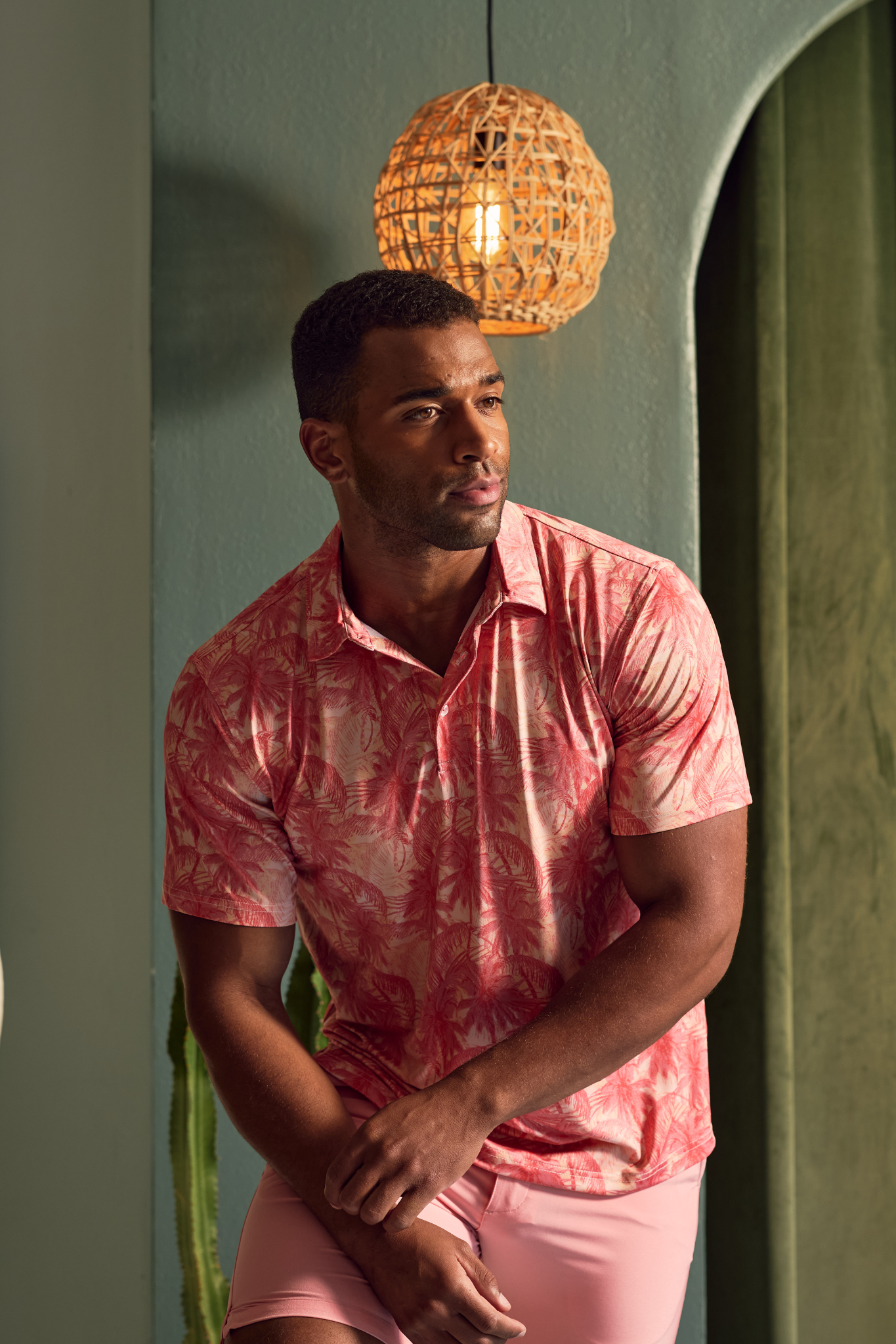 Mojito Casual Dry-Fit Polo Shirt Coral Print
