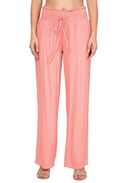 Pantalón Palazzo con cordón y cintura fruncida para mujer, ropa informal de resort