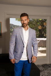 Chaqueta deportiva con estampado de cuadros grises para hombre de Mojito Reserve