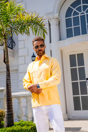 Mojito Men's Guayabera Shirt Premium 100% Linen Long Sleeve