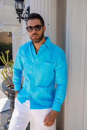 Mojito Men's Plus Size Guayabera Shirt Premium 100% Linen Long Sleeve 3X-8X