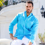 Mojito Men's Plus Size Guayabera Shirt Premium 100% Linen Long Sleeve 3X-8X