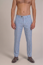 Pantalón de vestir de hombre de lino 100% liso y corte moderno