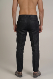 Pantalón de vestir de hombre de lino 100% liso y corte moderno