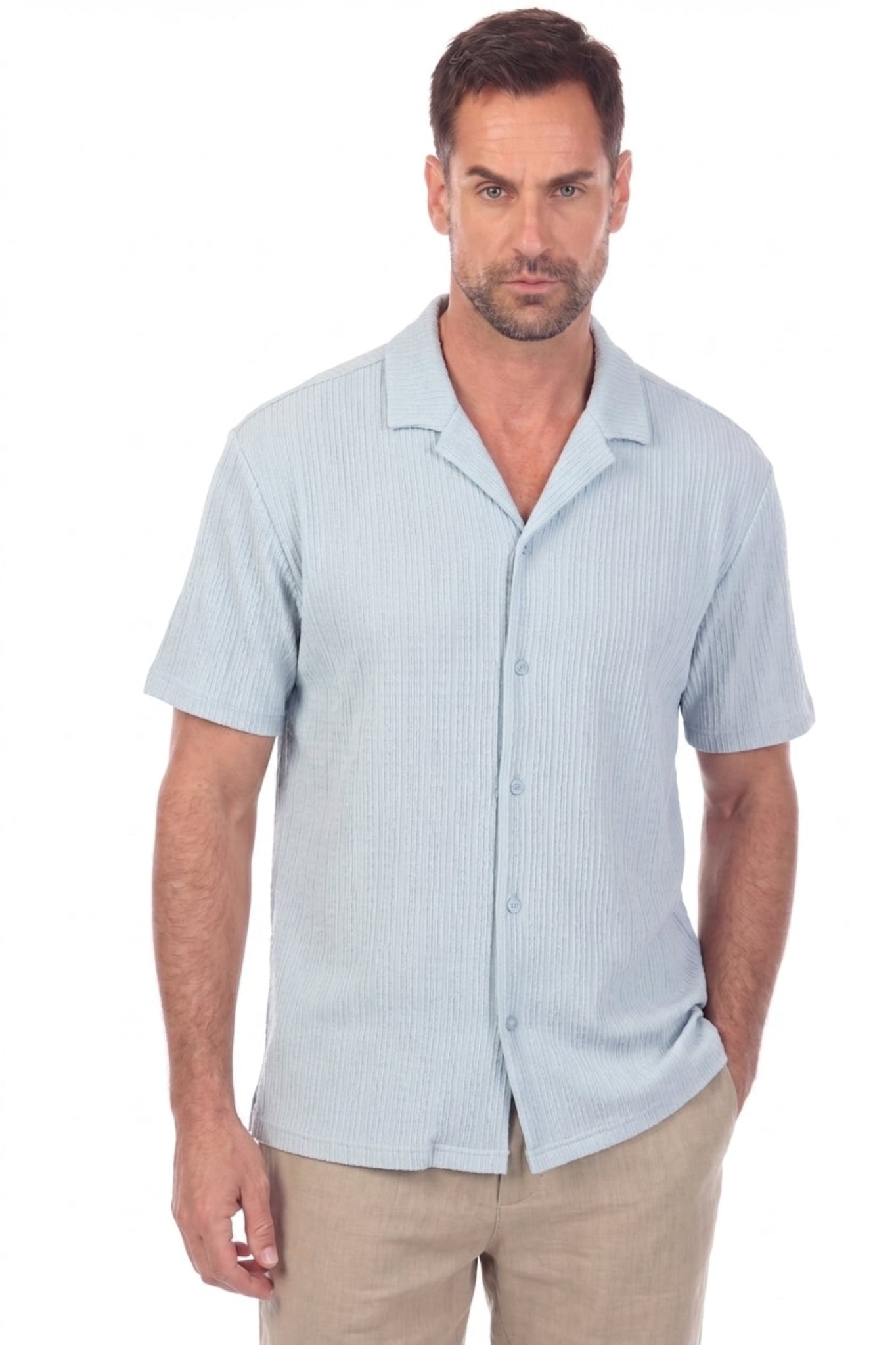 Polo elegante de primera calidad para hombre con moderno patrón de punto trenzado texturizado