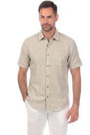 Camisa informal de lino con estampado estilo resort para hombre