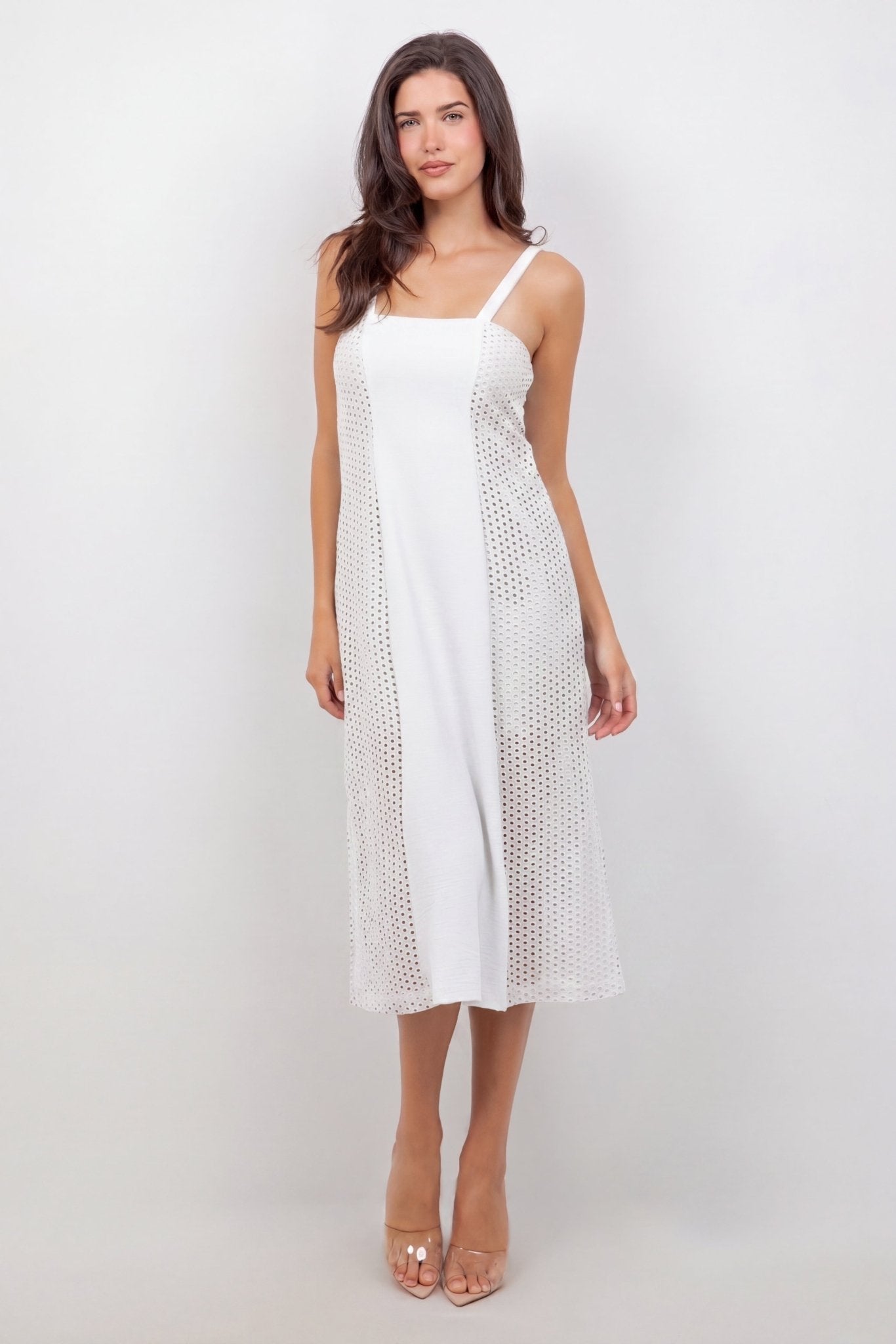 Vestido informal de tirantes para mujer, estilo resort, largo medio, con diseño recortado