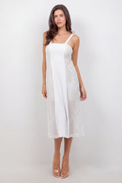 Vestido informal de tirantes para mujer, estilo resort, largo medio, con diseño recortado