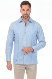 100% Irish Linen Four Pocket Guayabera Shirt Long Sleeve