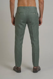 Pantalón de vestir de hombre de lino 100% liso y corte moderno