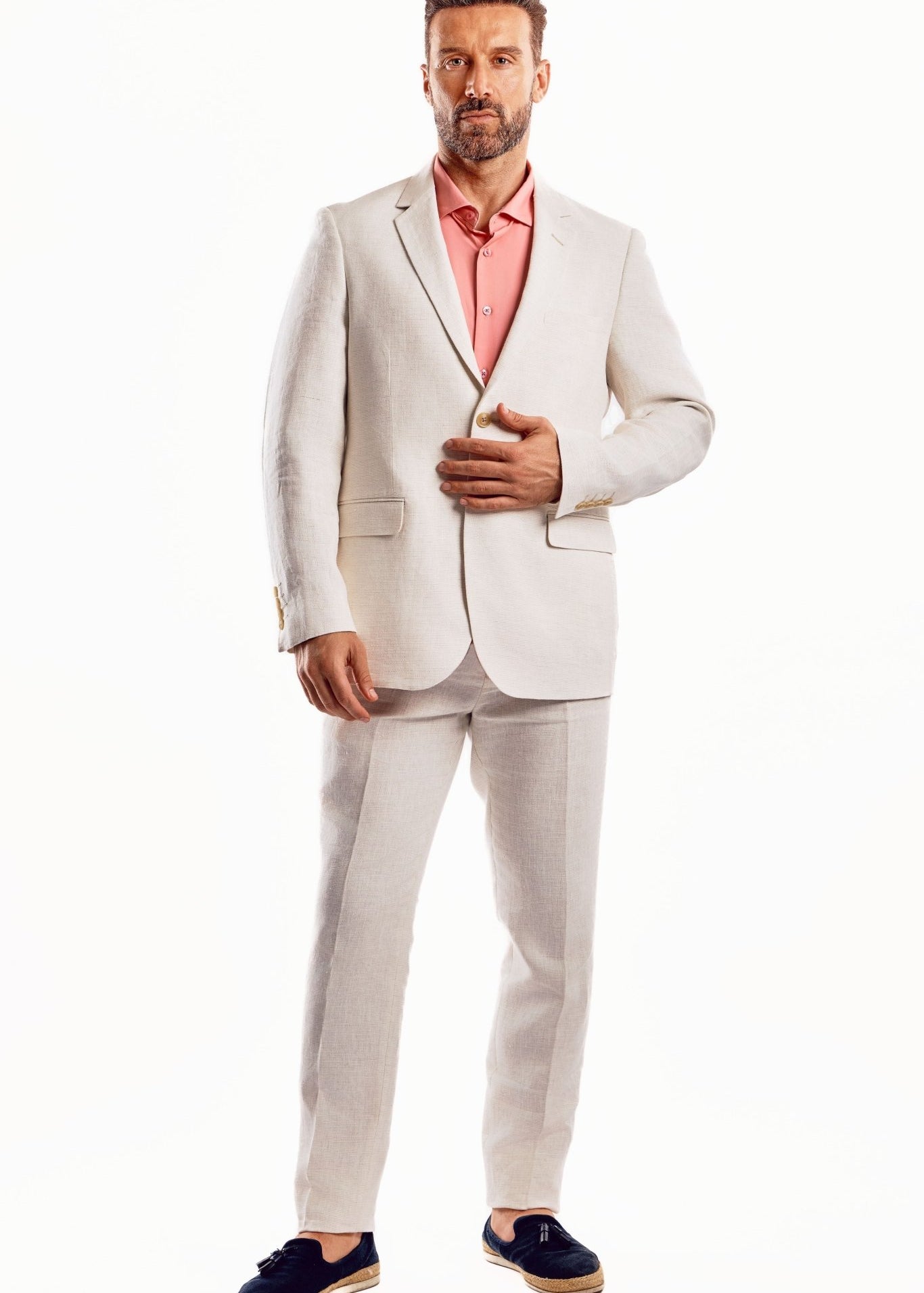 Mojito Reserve Men's Textured Linen Slub Weave Suit