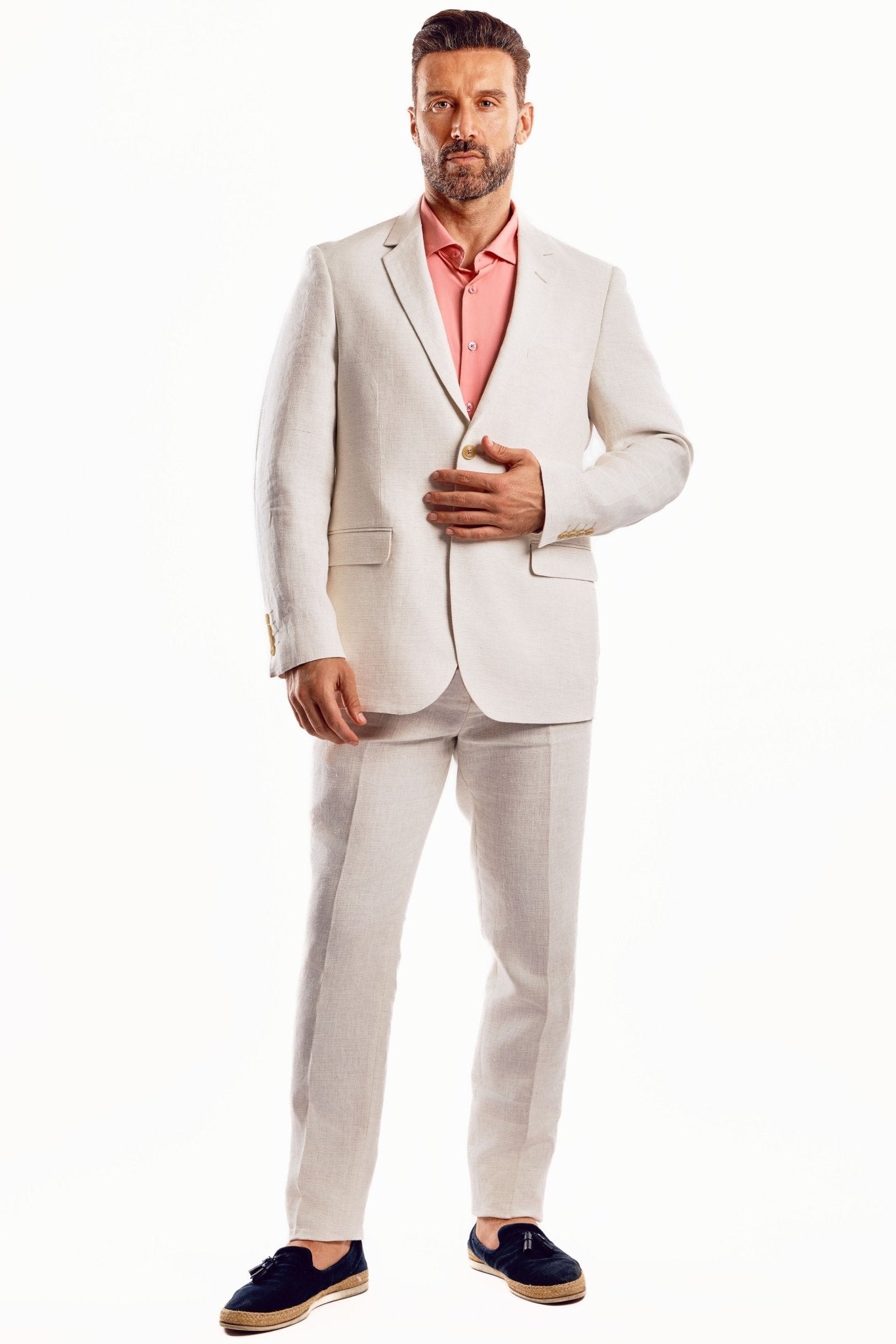 Mojito Reserve Men's Textured Linen Slub Weave Suit