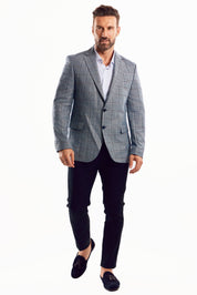 Chaqueta deportiva con estampado de cuadros grises para hombre de Mojito Reserve
