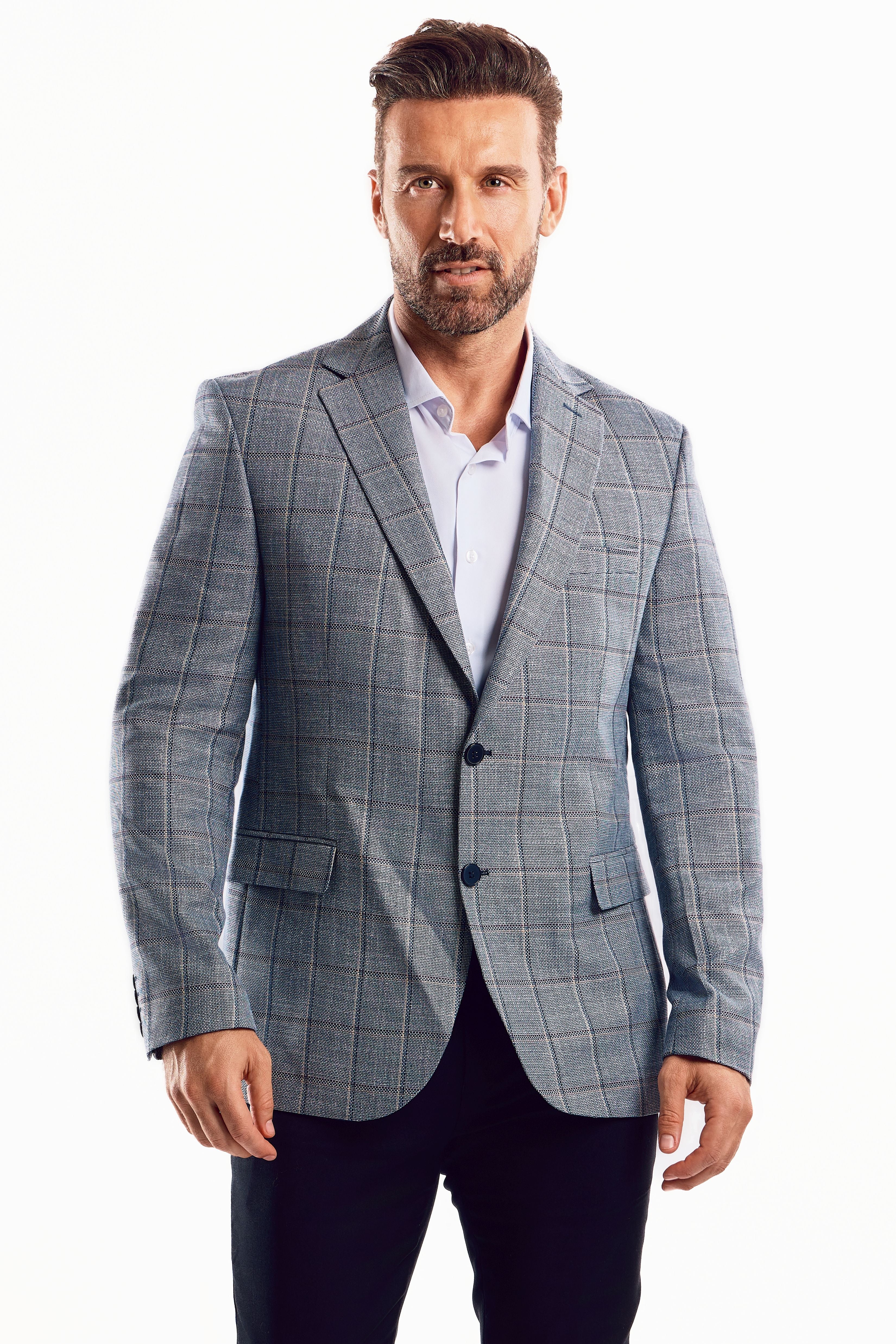 Chaqueta deportiva con estampado de cuadros grises para hombre de Mojito Reserve