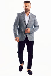 Chaqueta deportiva con estampado de cuadros grises para hombre de Mojito Reserve