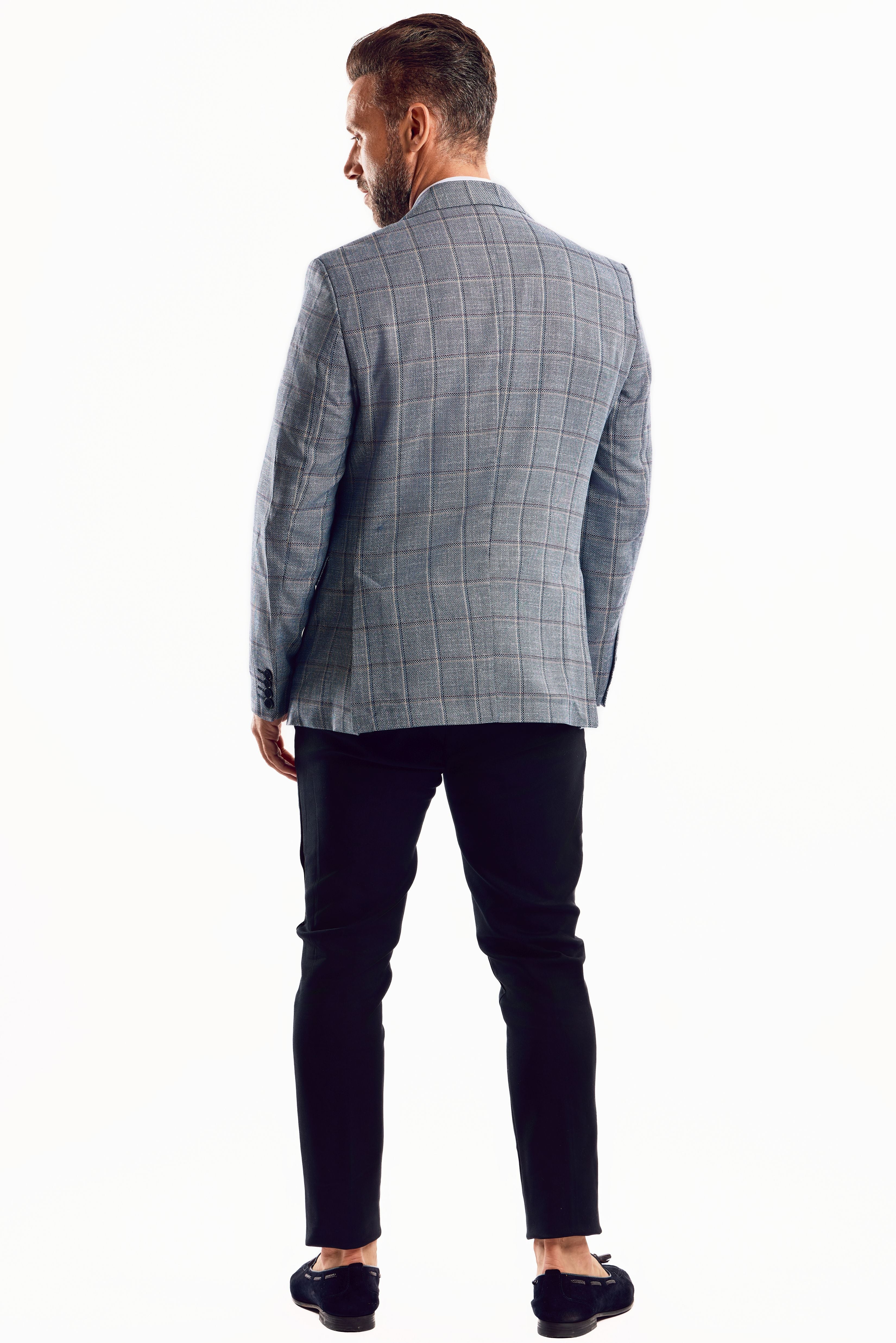 Chaqueta deportiva con estampado de cuadros grises para hombre de Mojito Reserve