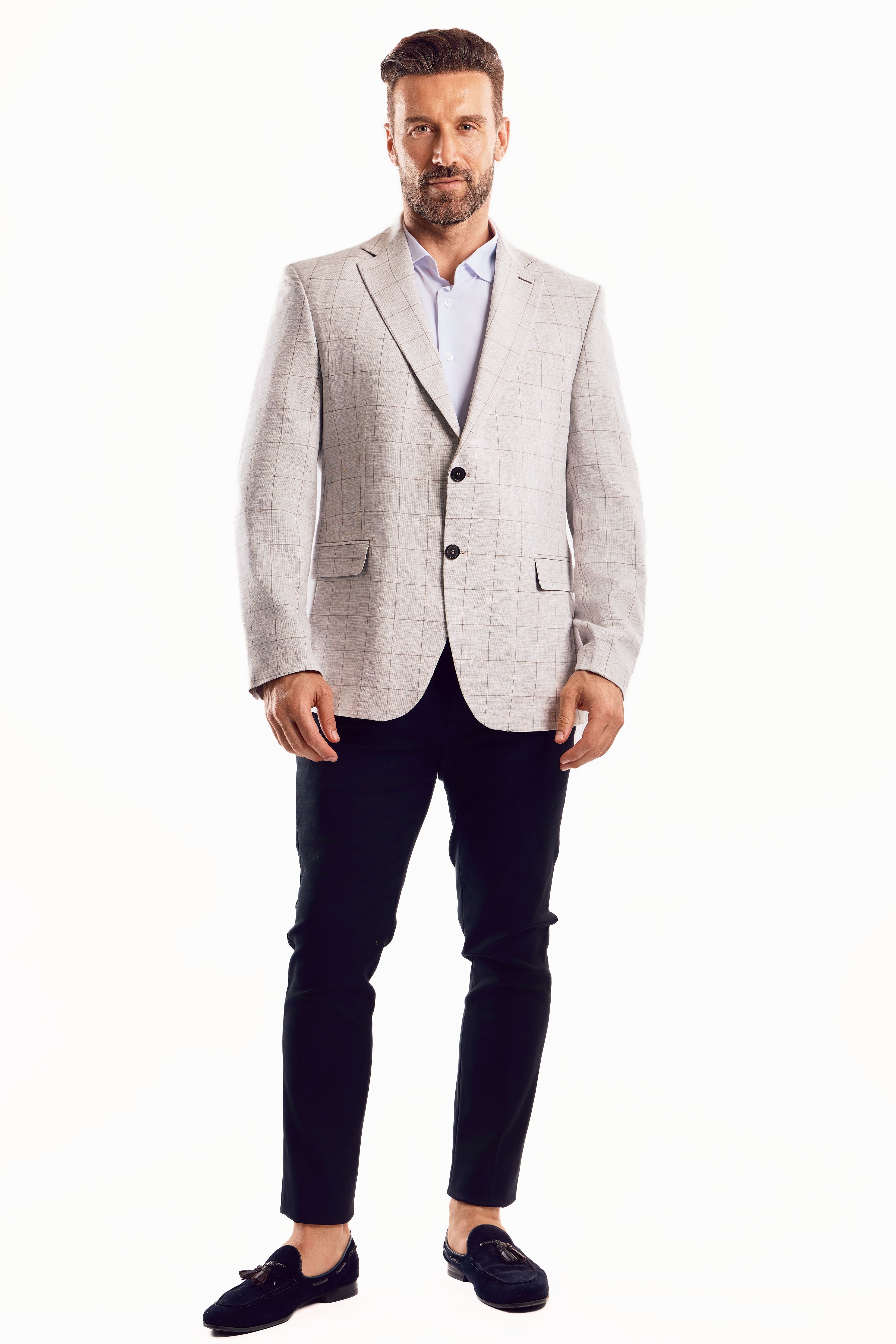 Chaqueta deportiva con estampado de cuadros claros Mojito Reserve para hombre