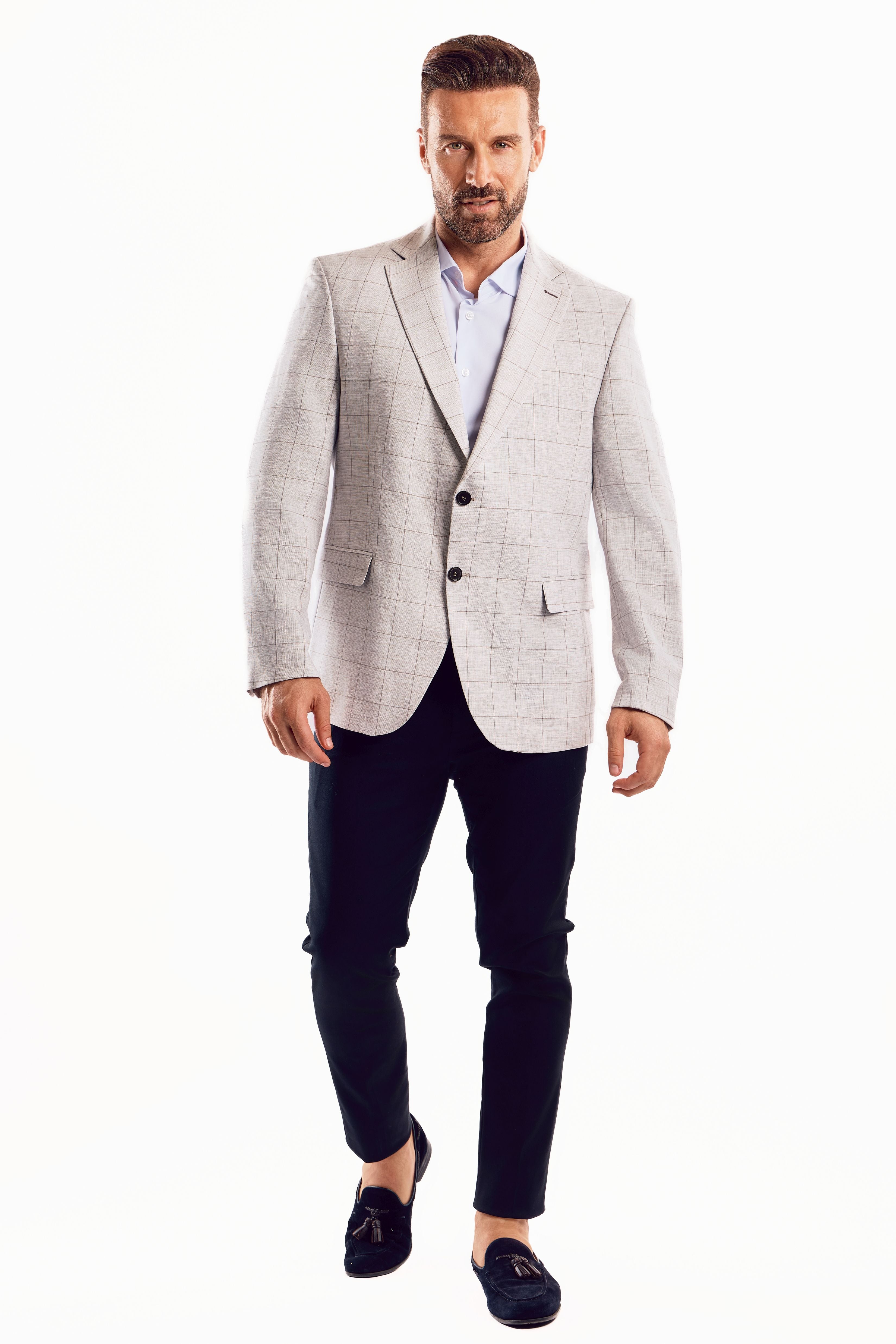 Chaqueta deportiva con estampado de cuadros claros Mojito Reserve para hombre