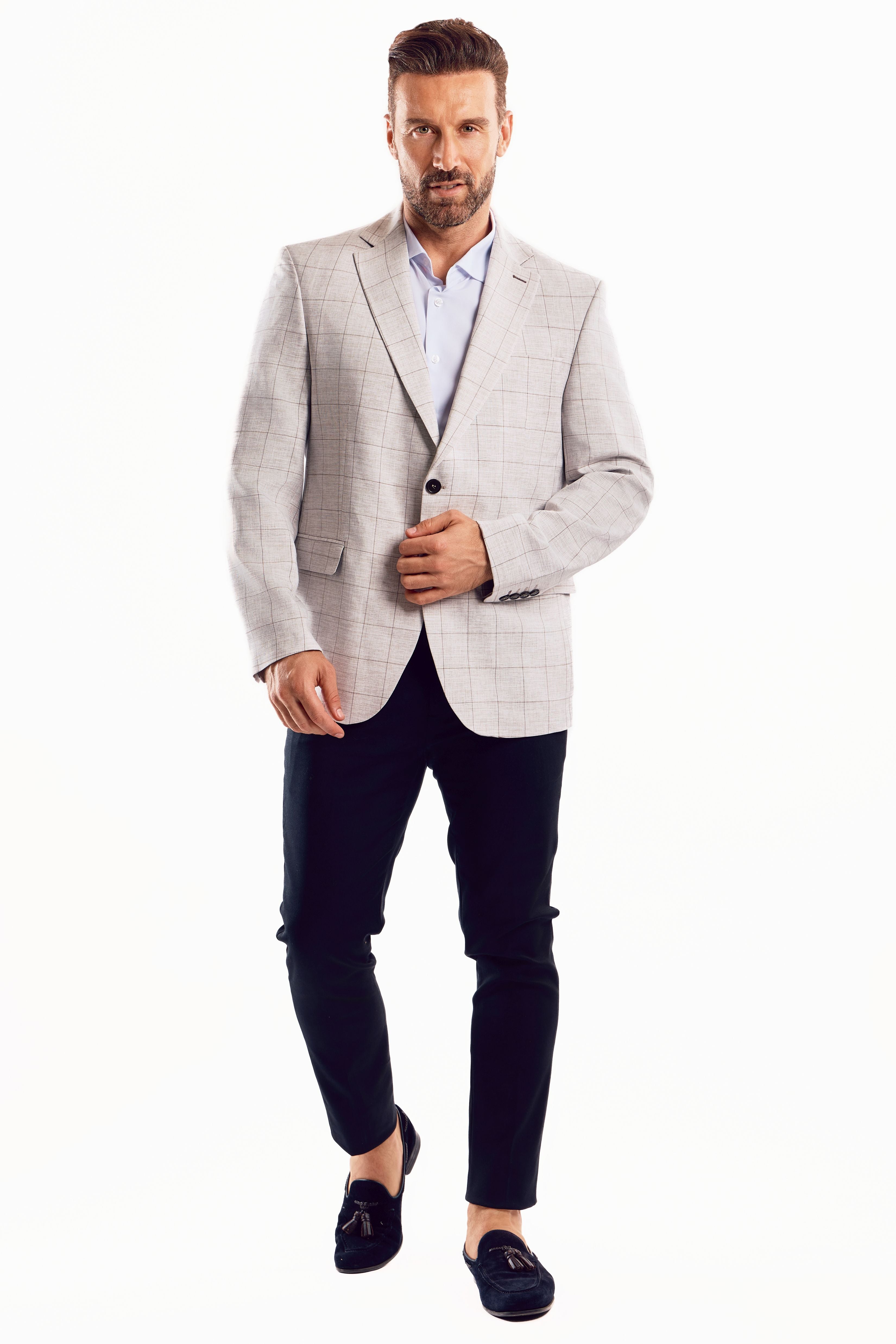 Chaqueta deportiva con estampado de cuadros claros Mojito Reserve para hombre