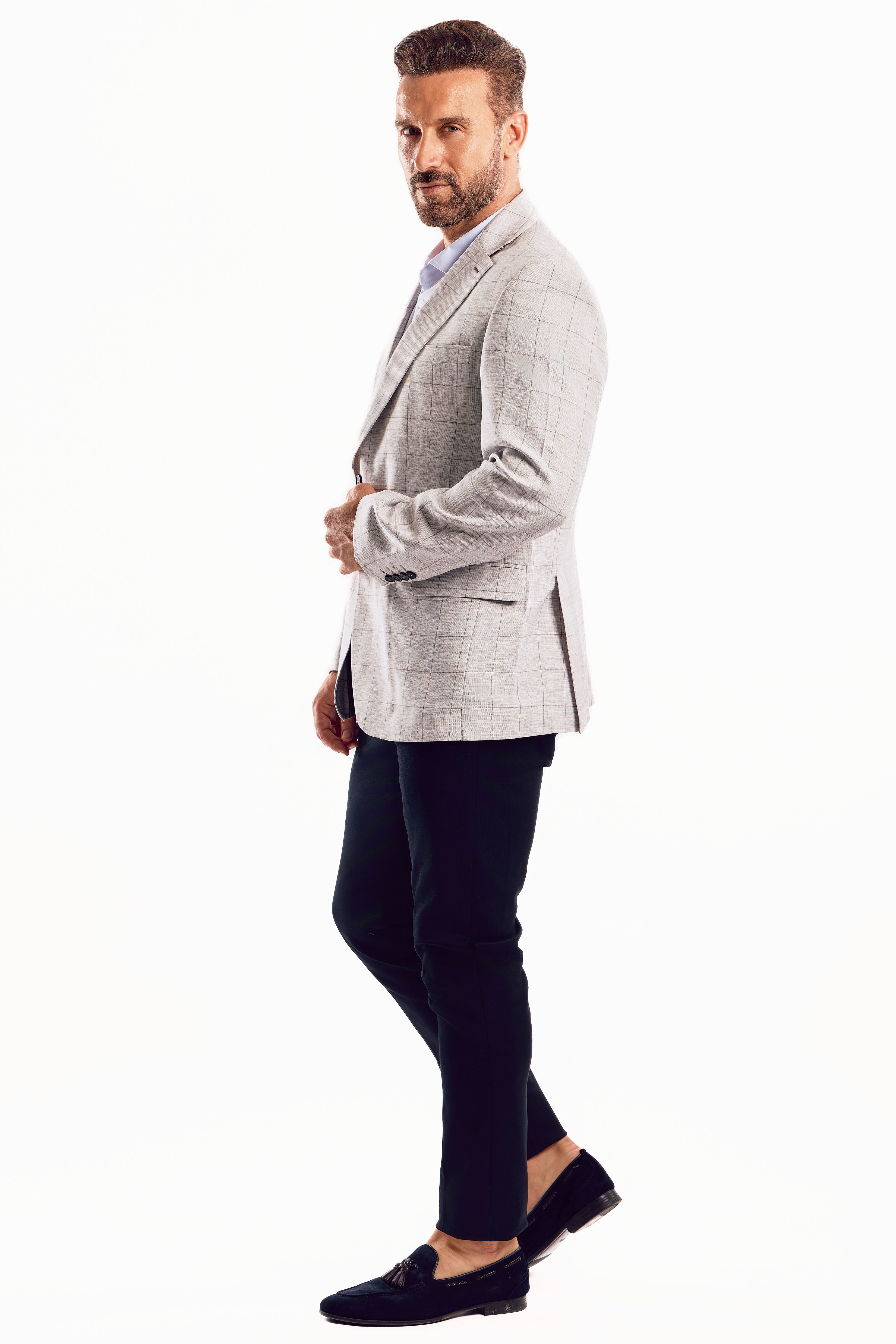 Chaqueta deportiva con estampado de cuadros claros Mojito Reserve para hombre