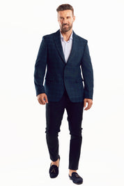 Chaqueta deportiva con estampado de cuadros azul marino para hombre de Mojito Reserve