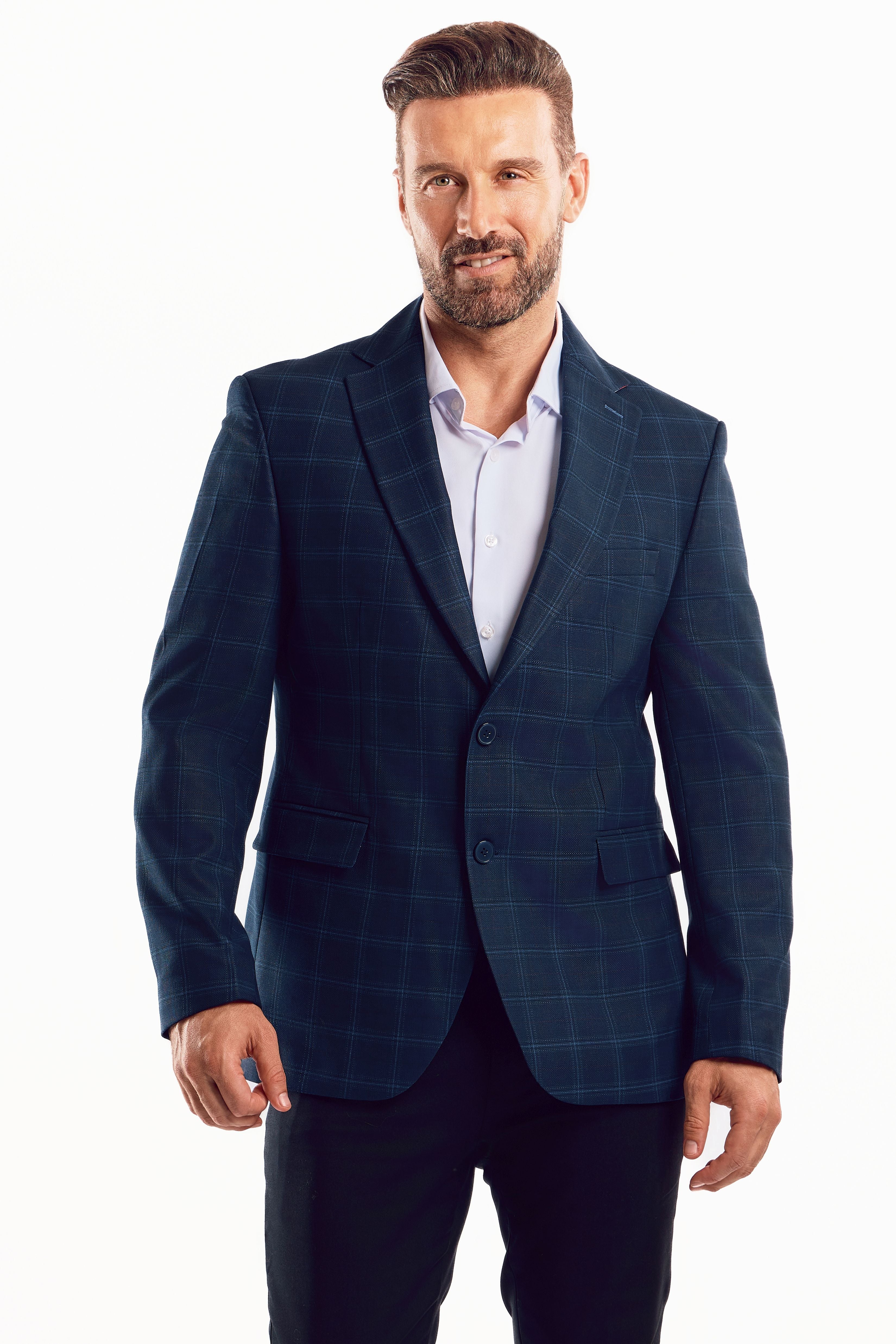 Chaqueta deportiva con estampado de cuadros azul marino para hombre de Mojito Reserve
