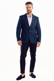 Chaqueta deportiva con estampado de cuadros azul marino para hombre de Mojito Reserve