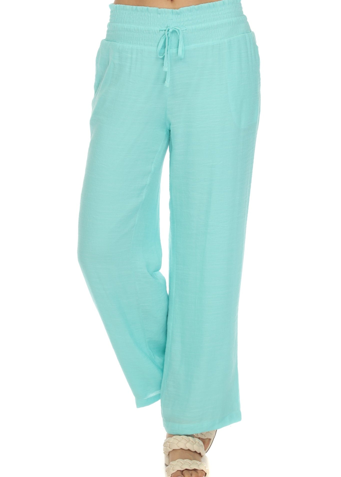 Women's Casual Resort Wear Smocked Waist Drawstring Palazzo Pant