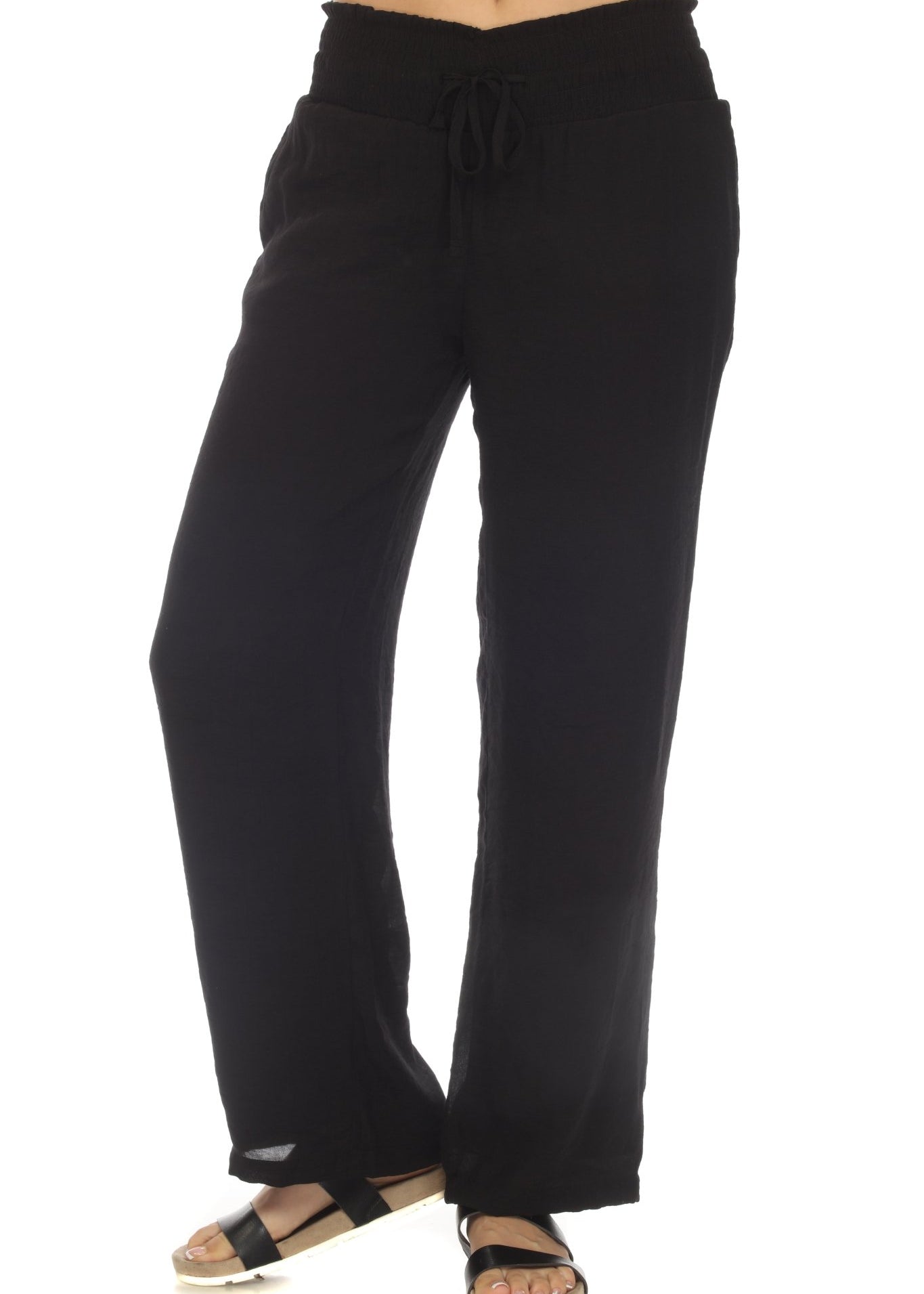 Women's Casual Resort Wear Smocked Waist Drawstring Palazzo Pant