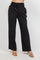 Front view of Ladies Smocked Waist Drawstring Palazzo Pants in black, showing smocked waist detail.