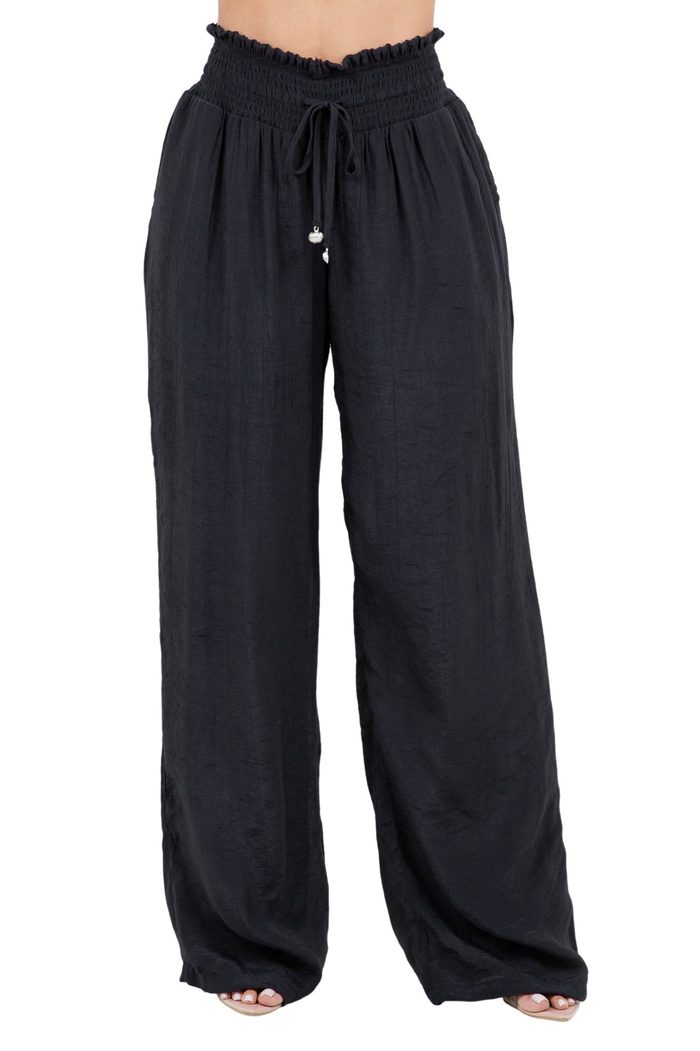 Women's Casual Resort Wear Smocked Waist Drawstring Palazzo Pant