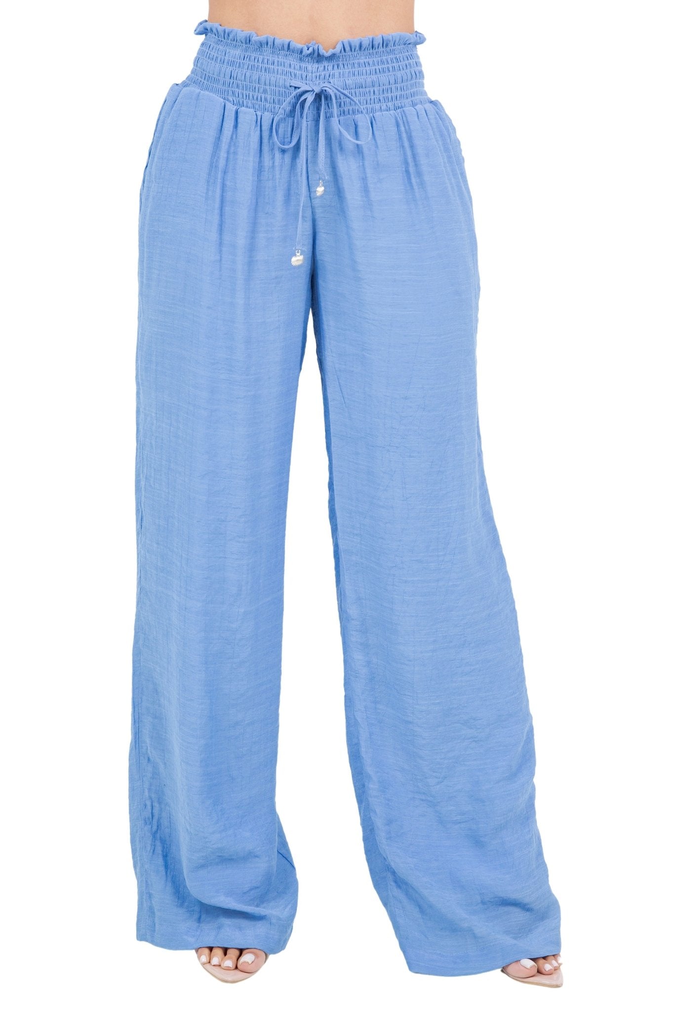 Women's Casual Resort Wear Smocked Waist Drawstring Palazzo Pant