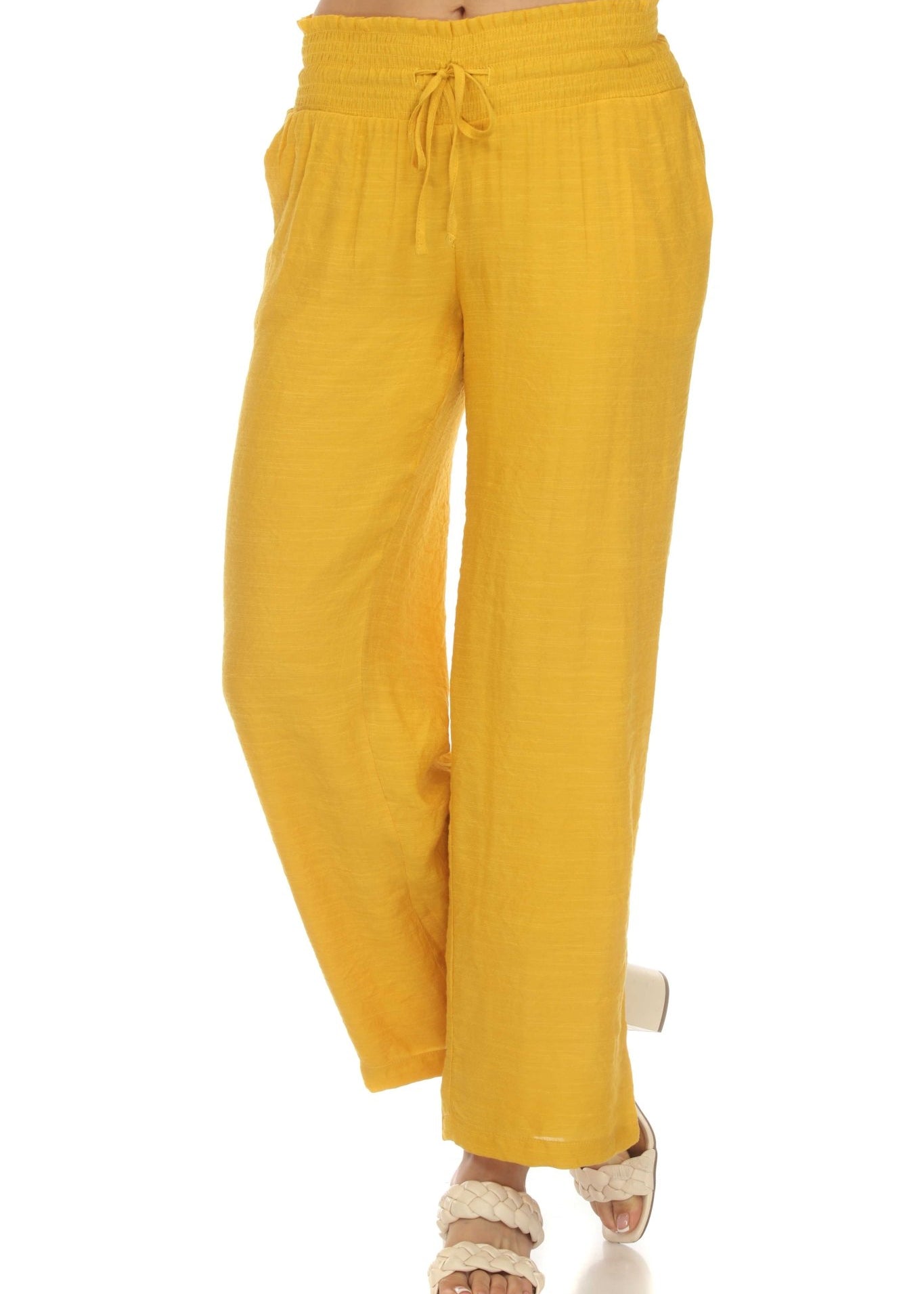 Women's Casual Resort Wear Smocked Waist Drawstring Palazzo Pant