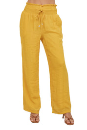 Pantalón Palazzo con cordón y cintura fruncida para mujer, ropa informal de resort