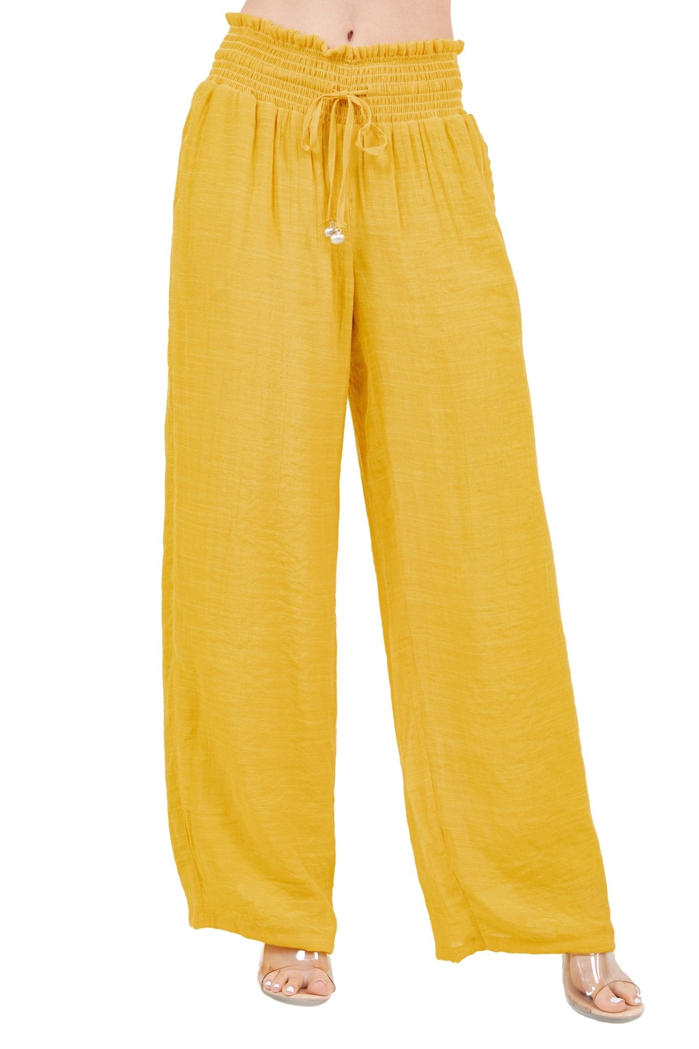 Women's Casual Resort Wear Smocked Waist Drawstring Palazzo Pant