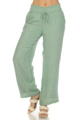 Women's Casual Resort Wear Smocked Waist Drawstring Palazzo Pant