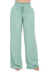 Women's Casual Resort Wear Smocked Waist Drawstring Palazzo Pant