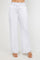 Front view of Ladies Smocked Waist Drawstring Palazzo Pants in white, with smocked waist detail.