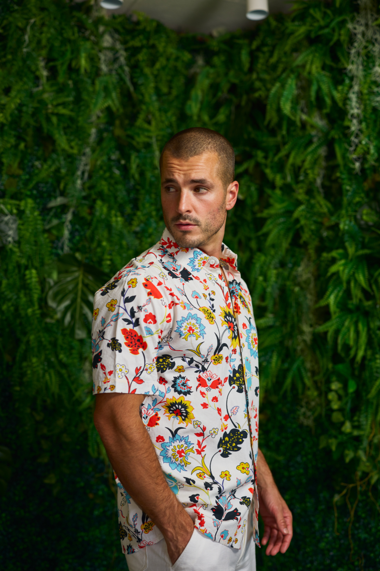 Mojito Short Sleeve Multi-Color Retro Floral Print Shirt