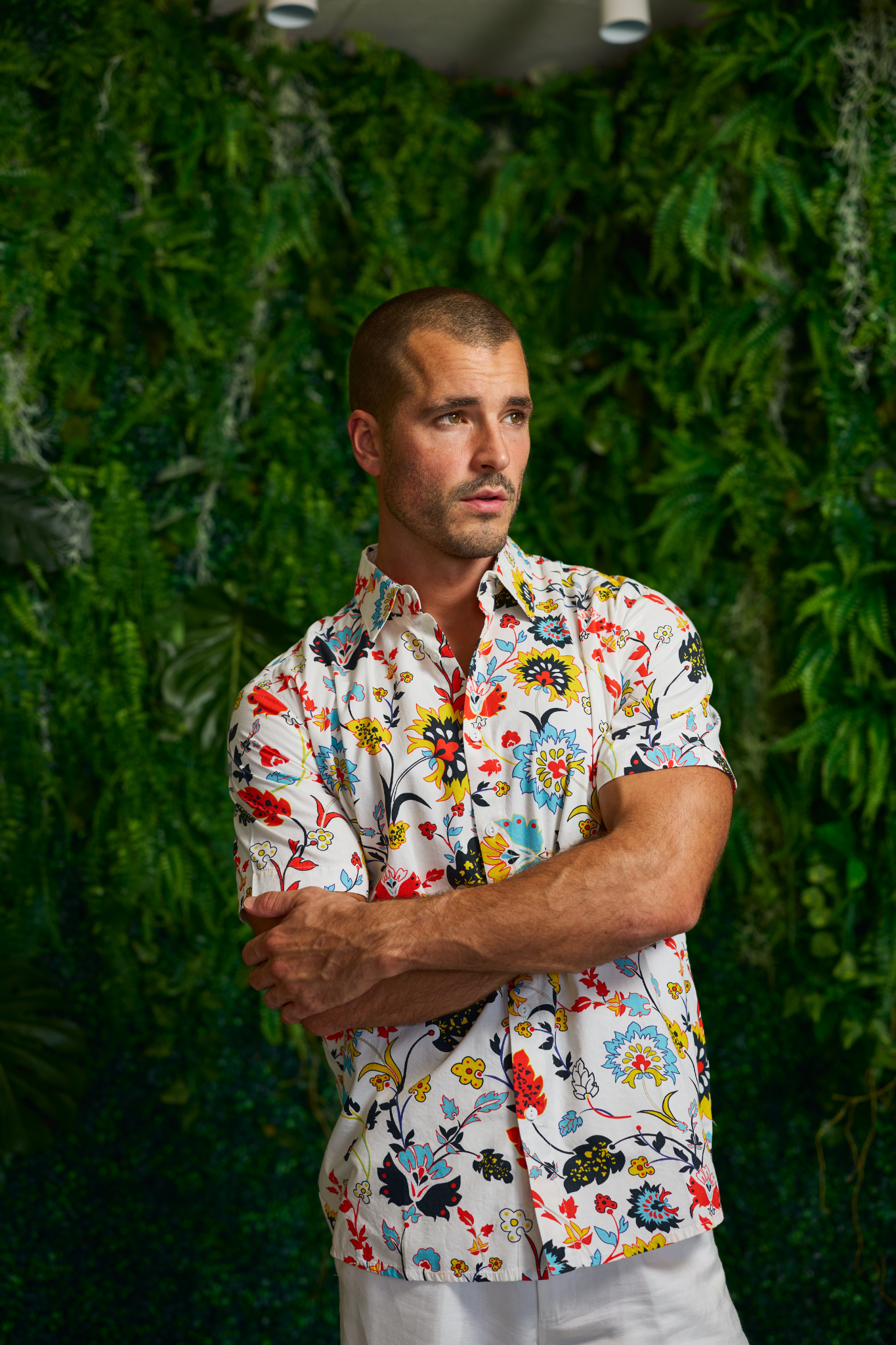 Mojito Short Sleeve Multi-Color Retro Floral Print Shirt