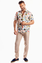 Mojito Short Sleeve Multi-Color Retro Floral Print Shirt