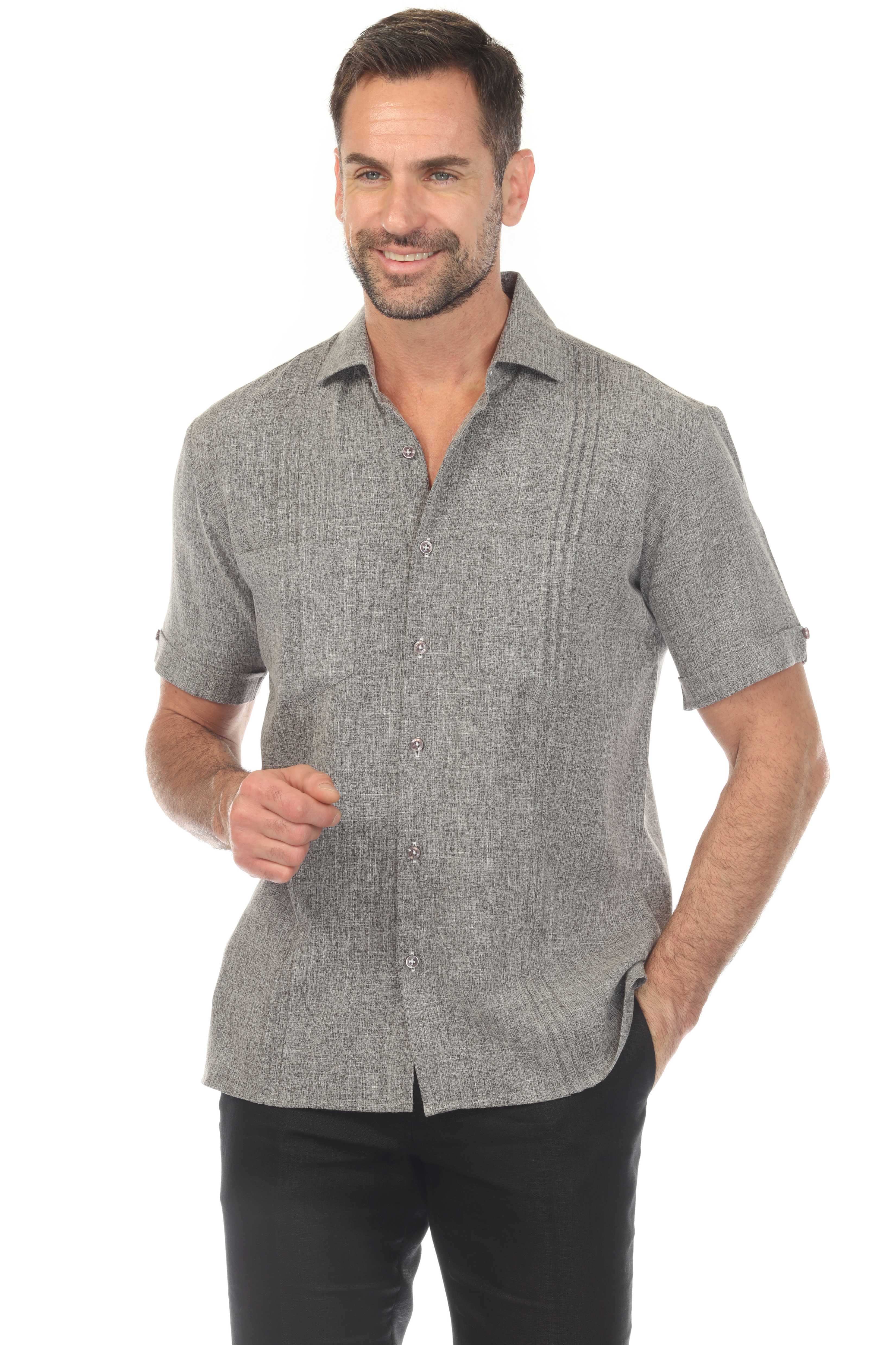 Men's Classic Two Pocket Guayamisa Shirt with Pleating