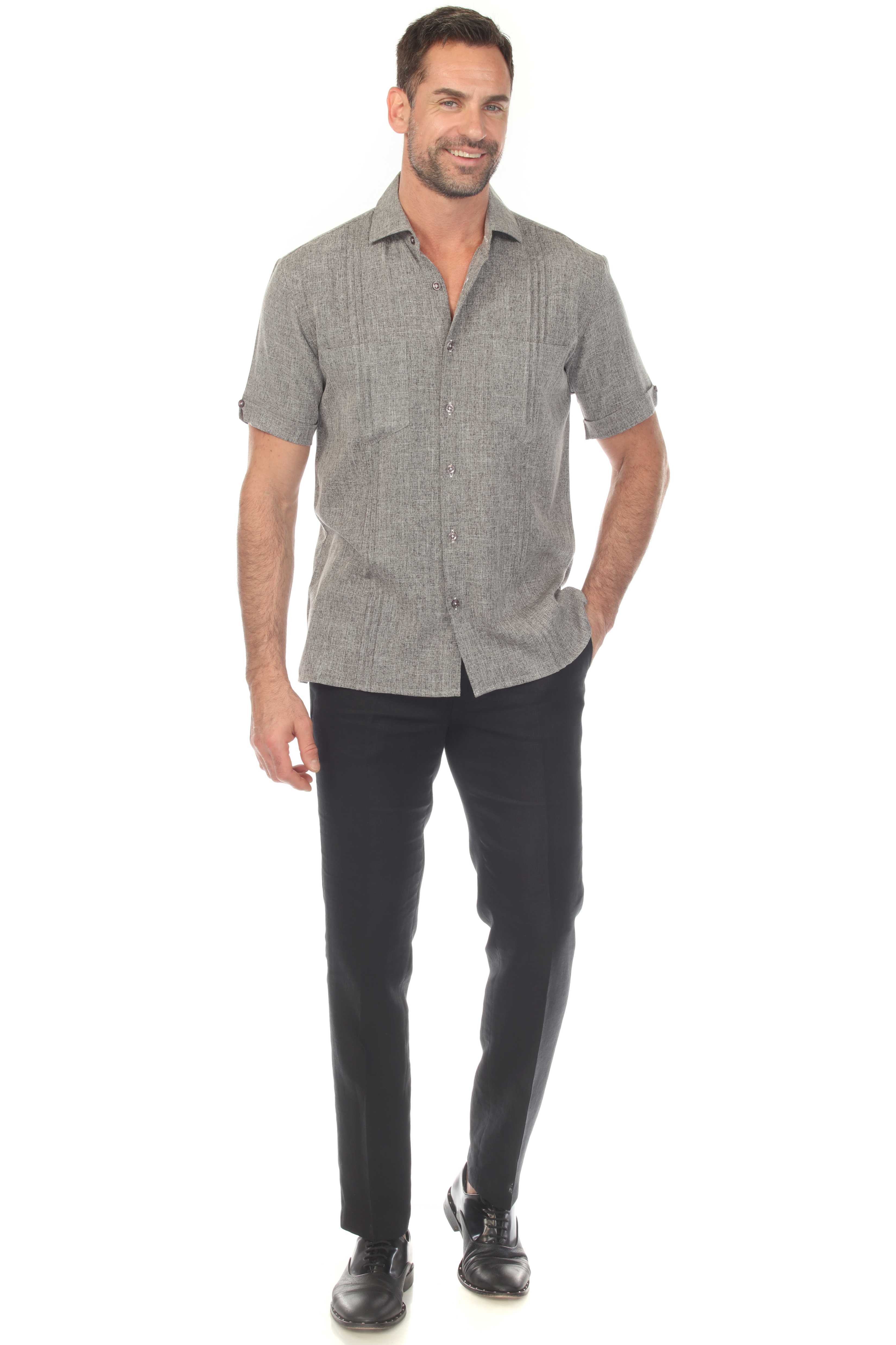 Men's Classic Two Pocket Guayamisa Shirt with Pleating