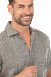 Men's Classic Two Pocket Guayamisa Shirt with Pleating