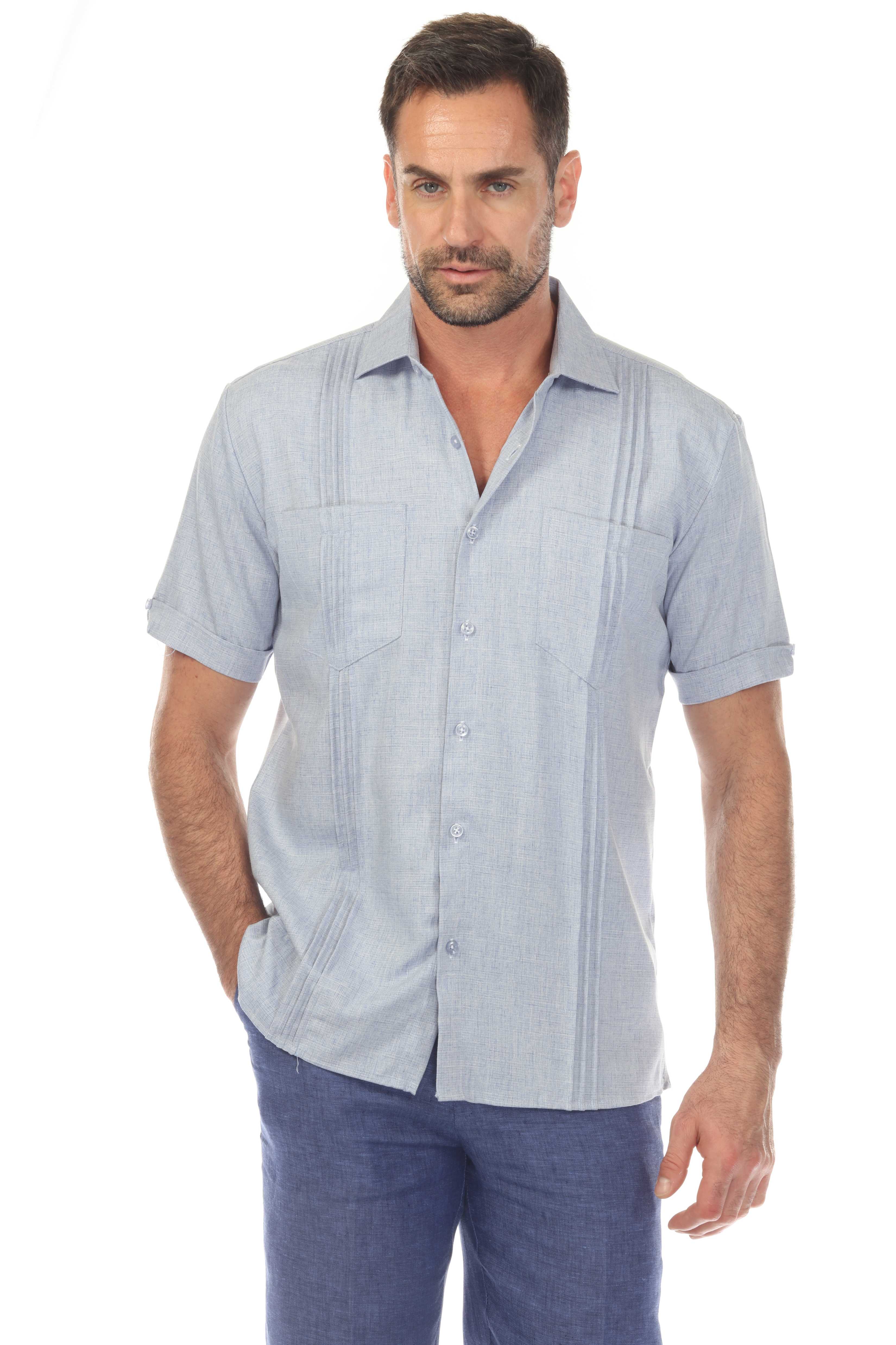 Men's Classic Two Pocket Guayamisa Shirt with Pleating