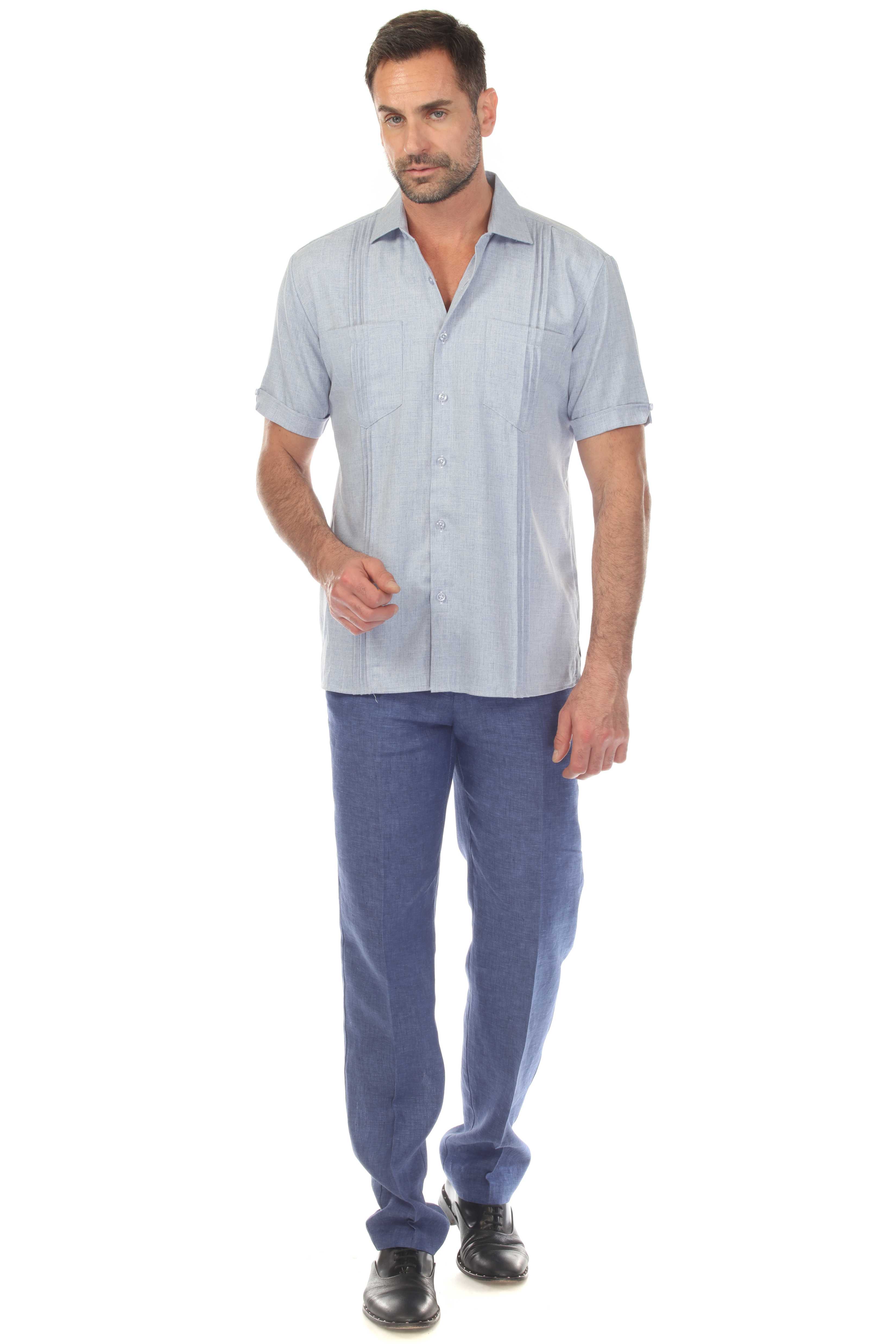 Men's Classic Two Pocket Guayamisa Shirt with Pleating